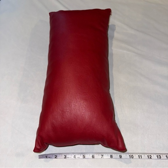 Hotel Collection Pima Cotton Red Faux Leather Rectangular Throw Pillow - Picture 4 of 5